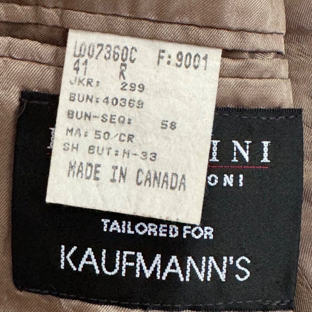 Brandini Le Collezioni Mens 41R Wool Silk Plaid Blazer Three Button Brown Canada - Picture 5 of 13